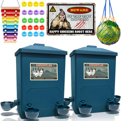 ZINZINULER front view of Prussian Blue waterer showing capacity and durable design benefits