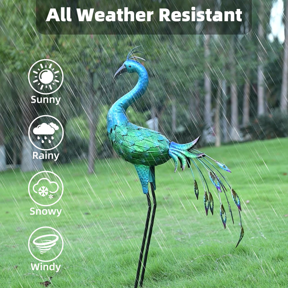 ZioWio peacock placed in flower bed adding garden focal point