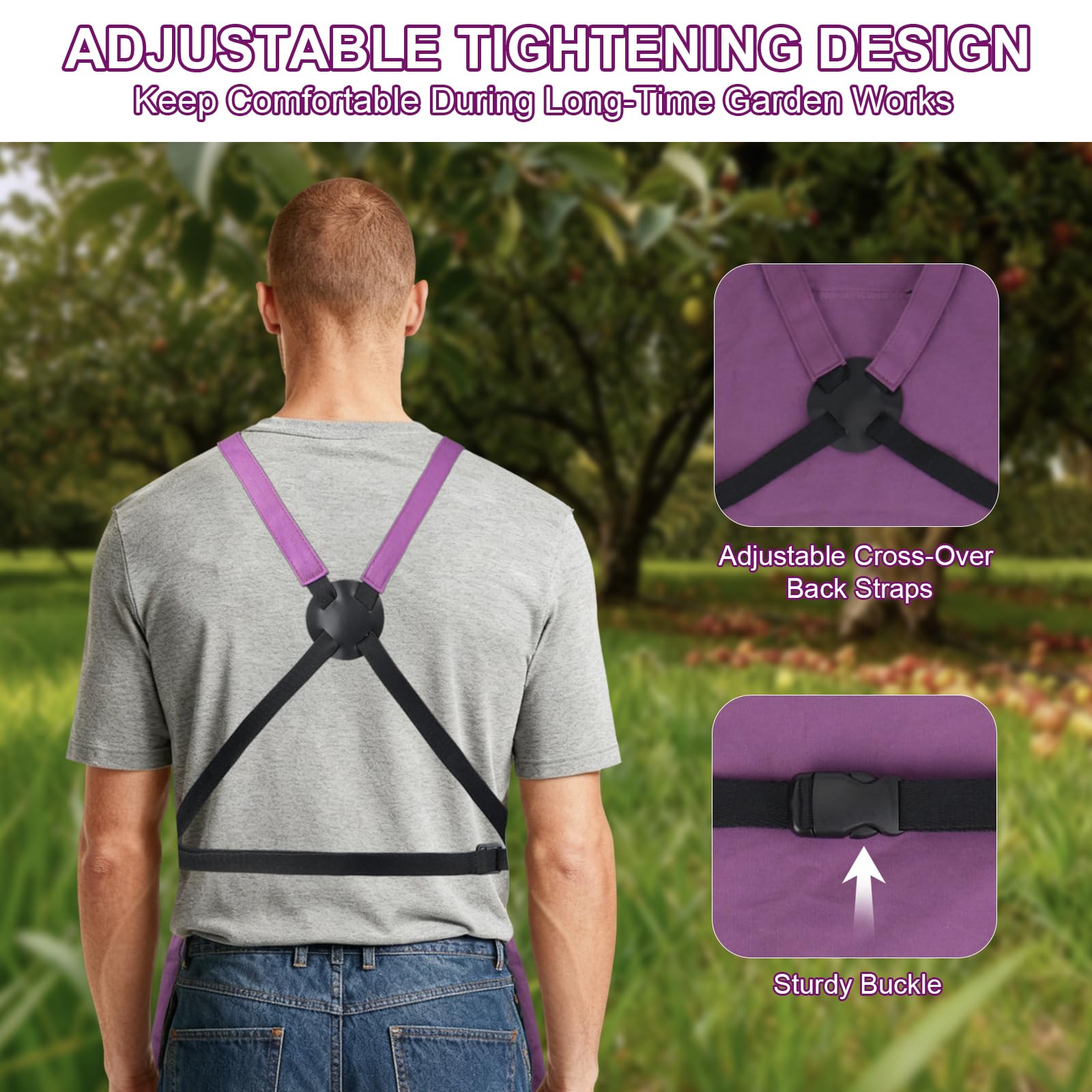 ZIOZERTT adjustable back strap and quick-release buckle for comfortable fit