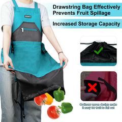 ZIOZERTT drawstring bag open with harvested fruit keeps produce secure