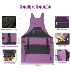 ZIOZERTT pocket layout close-up displaying multiple pockets for tools and seeds