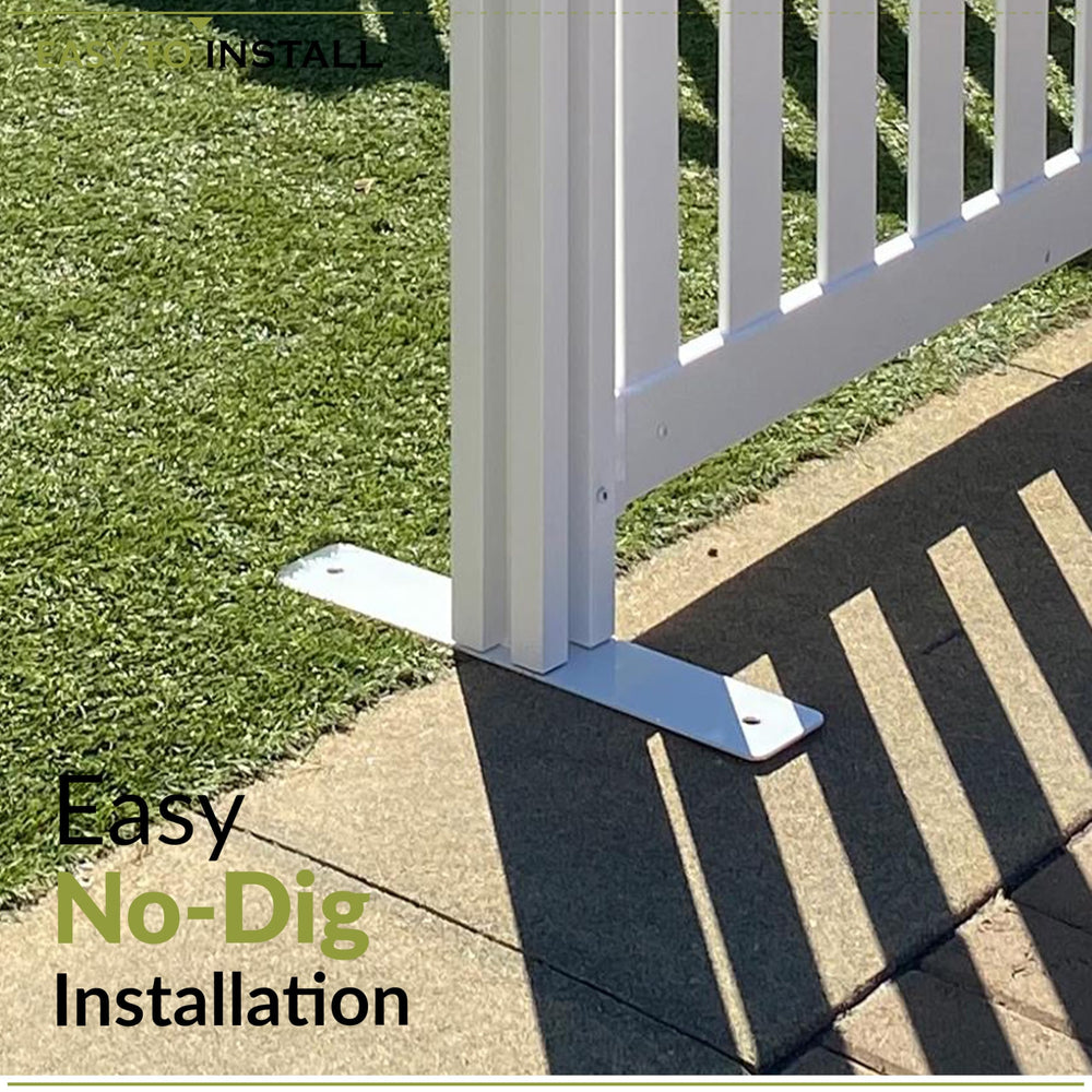 Zippity post installed with hinged panels demonstrating secure finished fence run