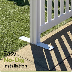 Zippity post installed with hinged panels demonstrating secure finished fence run