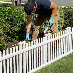 Zippity Outdoor Products front packaging showing white picket fence kit benefit: easy DIY