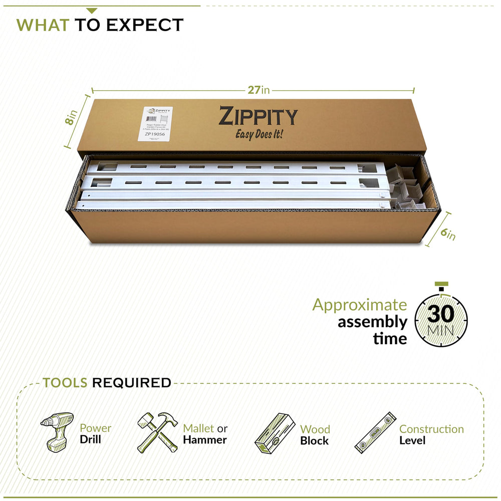 Zippity Outdoor Products panel held by hand showing scale and simple no-dig installation