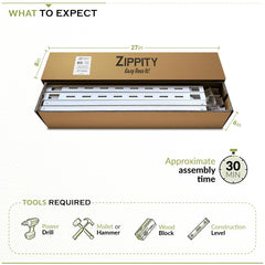 Zippity Outdoor Products panel held by hand showing scale and simple no-dig installation