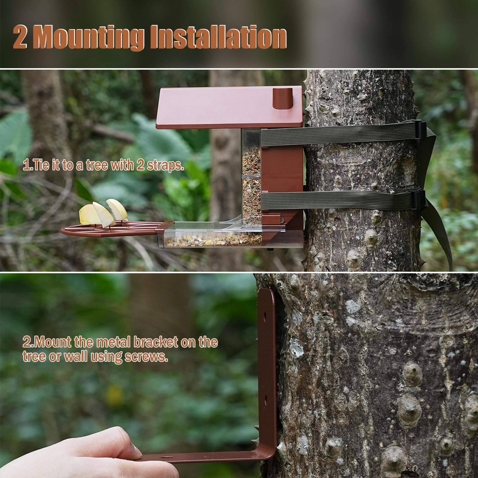 Zivif mounted on tree with straps offering stable outdoor installation