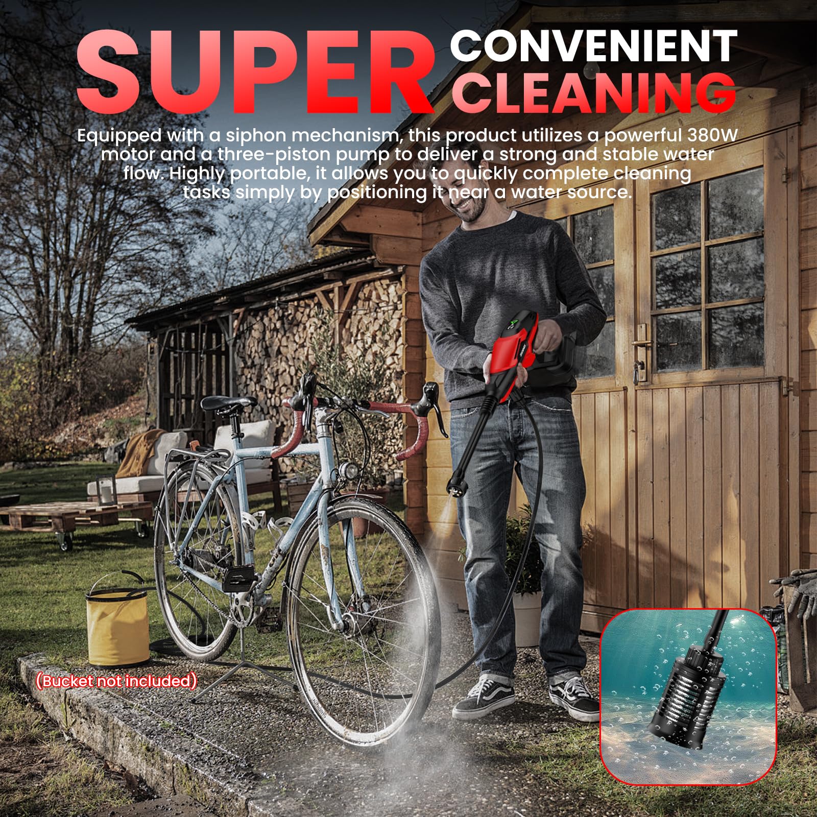 ZixDeNex cleaning a yard fence illustrating outdoor cleaning capability