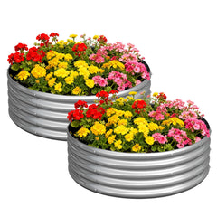 zizin front view two pack showing sturdy metal planters and generous planting area