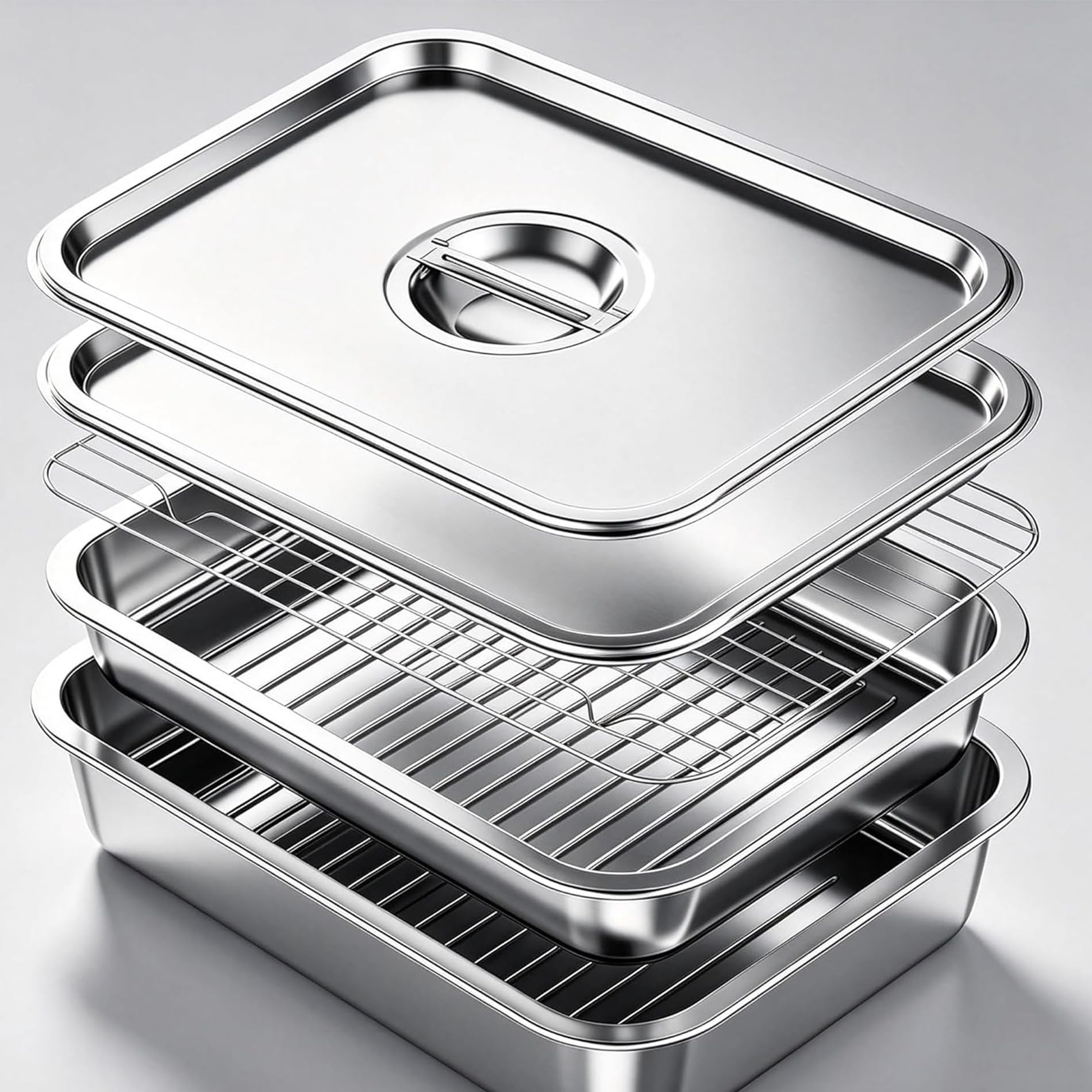 ZKEEWUP front view of full 5-piece tray set for organized grilling
