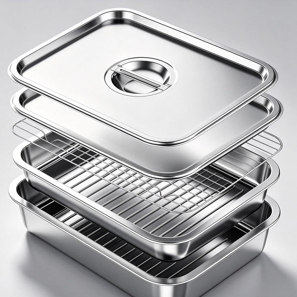 ZKEEWUP front view of full 5-piece tray set for organized grilling