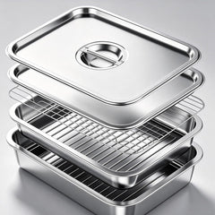 ZKEEWUP front view of full 5-piece tray set for organized grilling