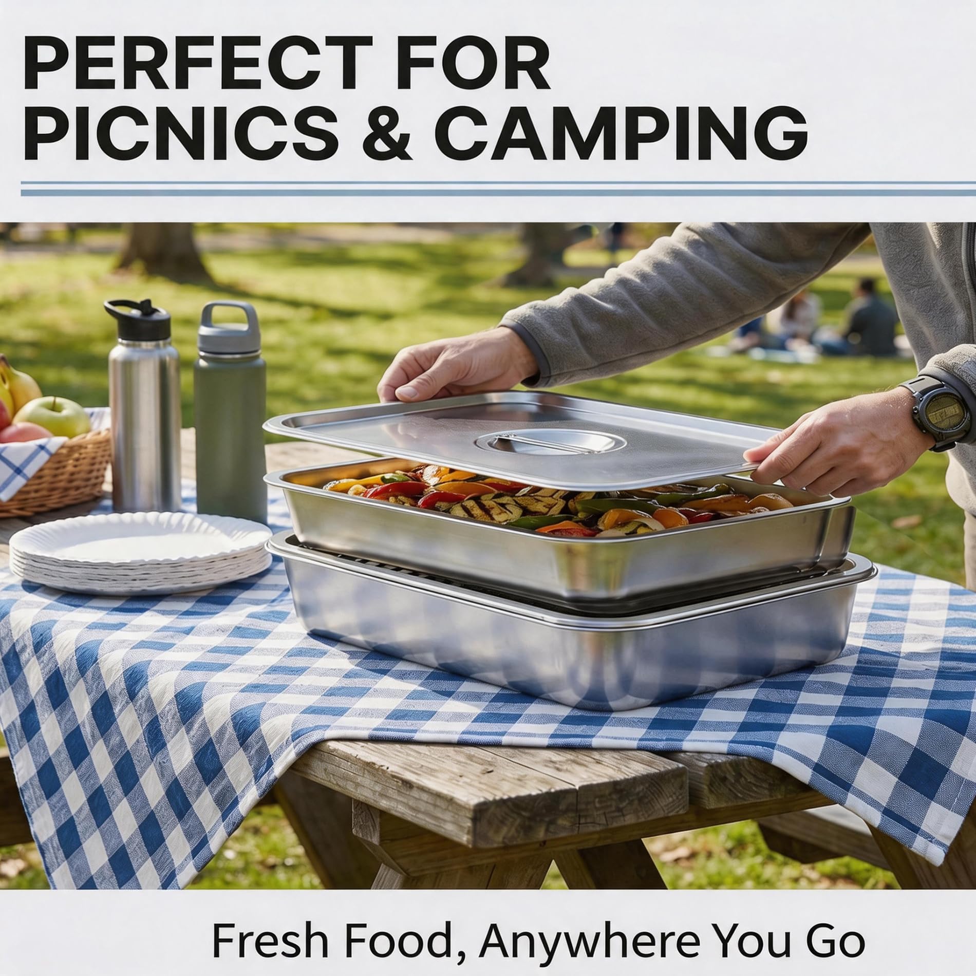 ZKEEWUP tray set in outdoor picnic scene for easy transport and serving