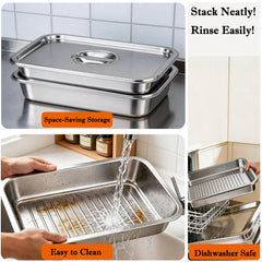 ZKEEWUP shallow serving tray staged with cooked food for easy presentation