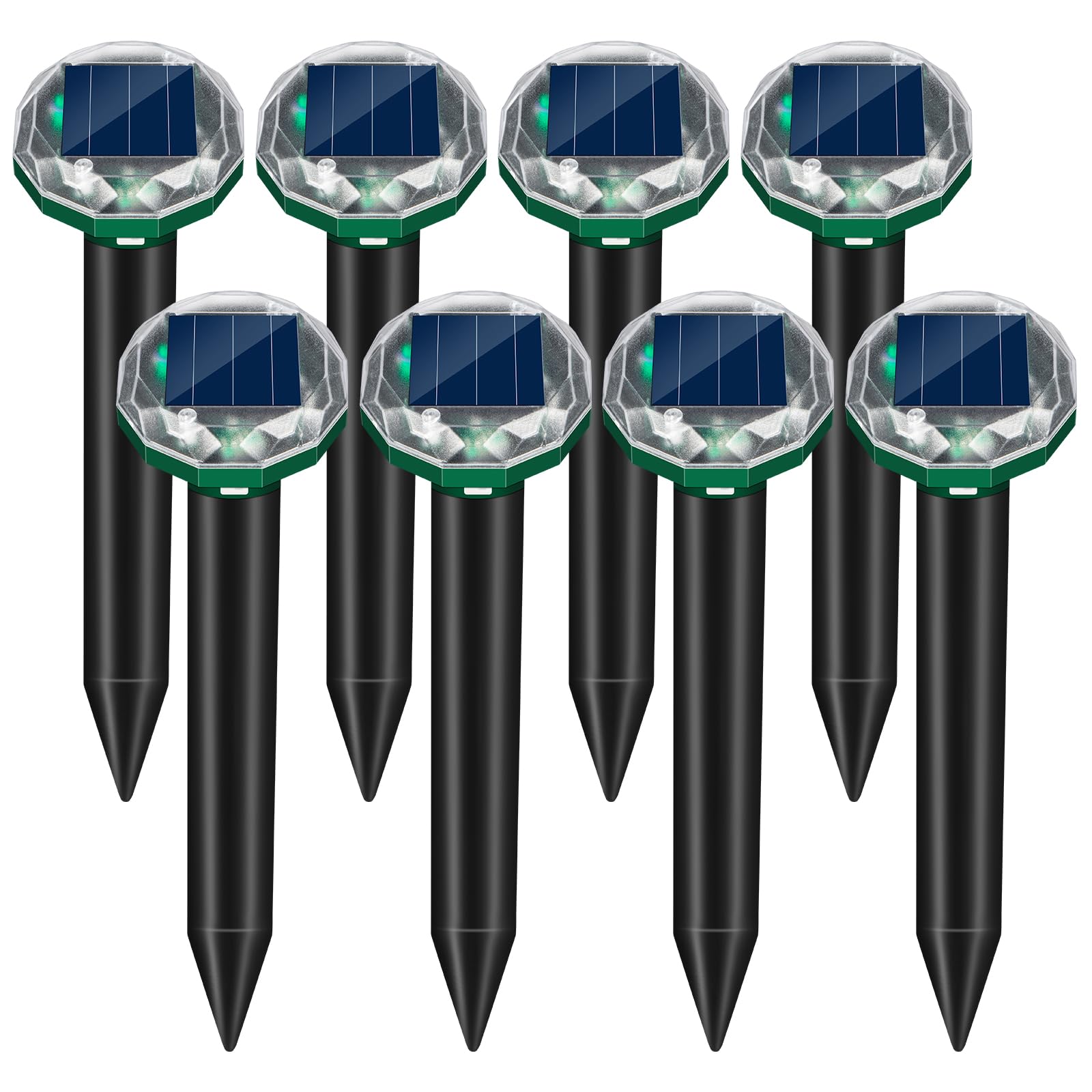 ZLieatmp front view of eight stakes showing full yard coverage and deterrent benefit