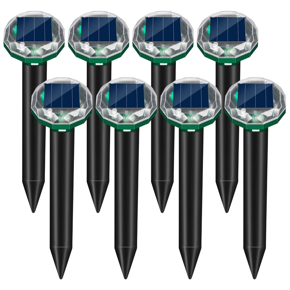 ZLieatmp front view of eight stakes showing full yard coverage and deterrent benefit