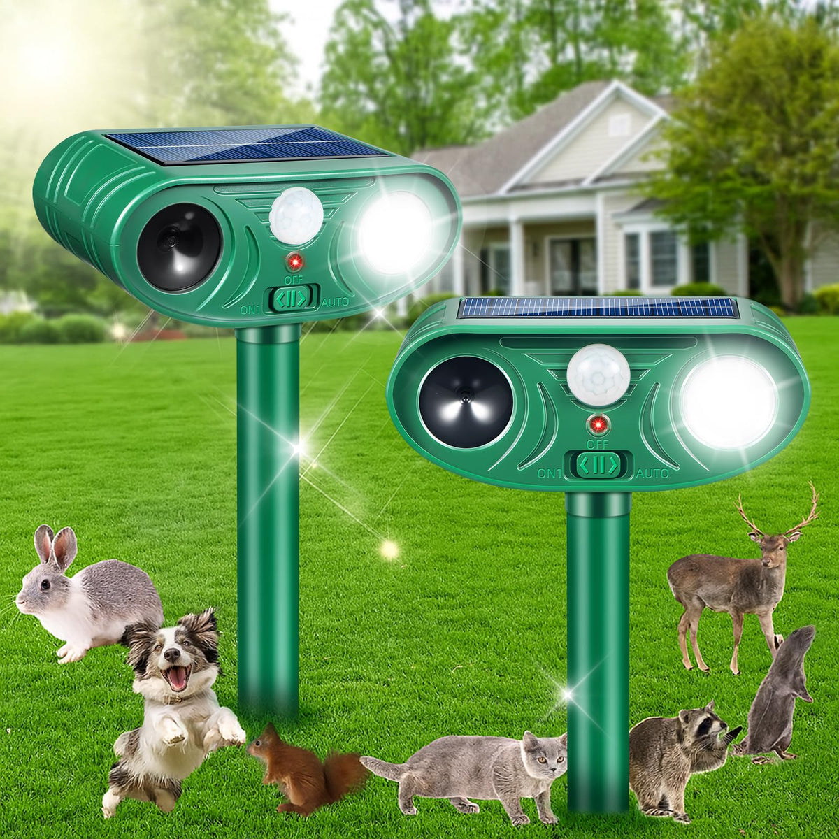 ZLieatmp front view showing solar repellent protecting plants