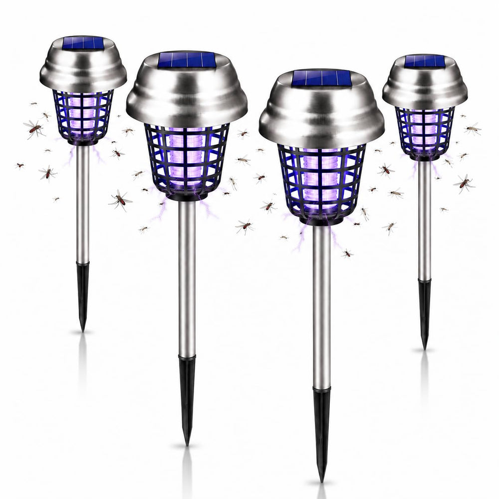ZLieatmp front view showing compact solar zapper and stake, promotes easy perimeter defense