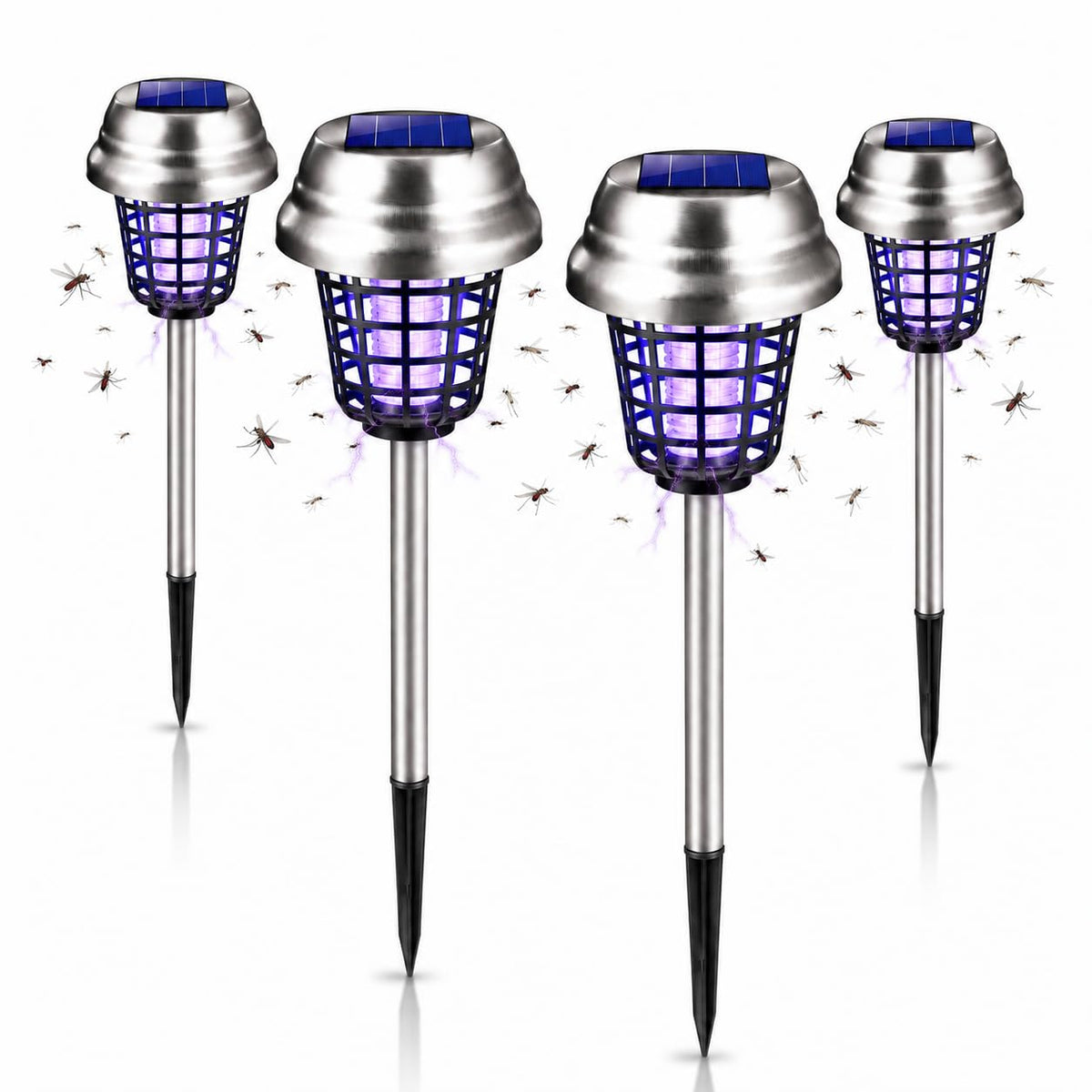ZLieatmp front view showing compact solar zapper and stake, promotes easy perimeter defense