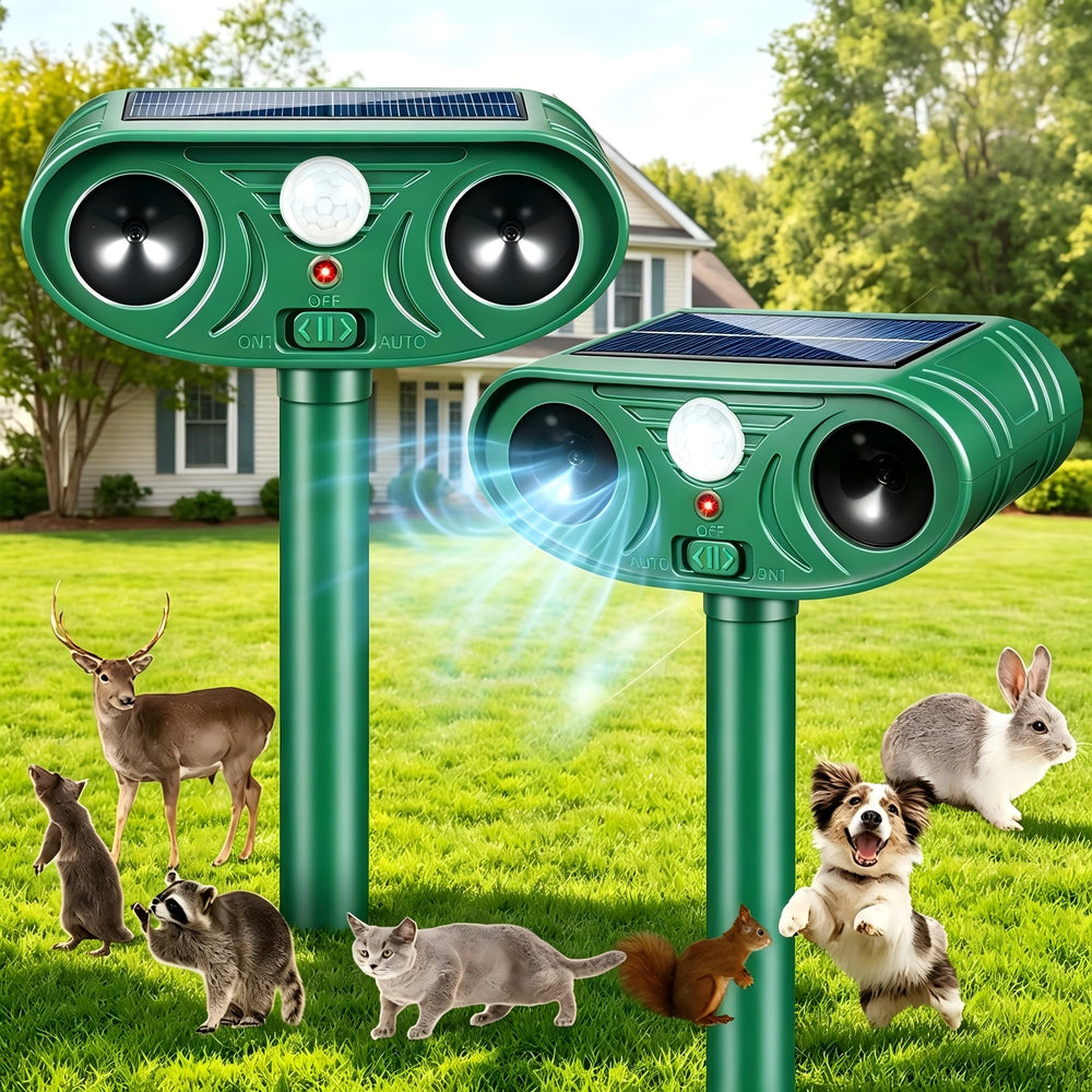 ZLieatmp front view showing compact repellent and its yard coverage benefit