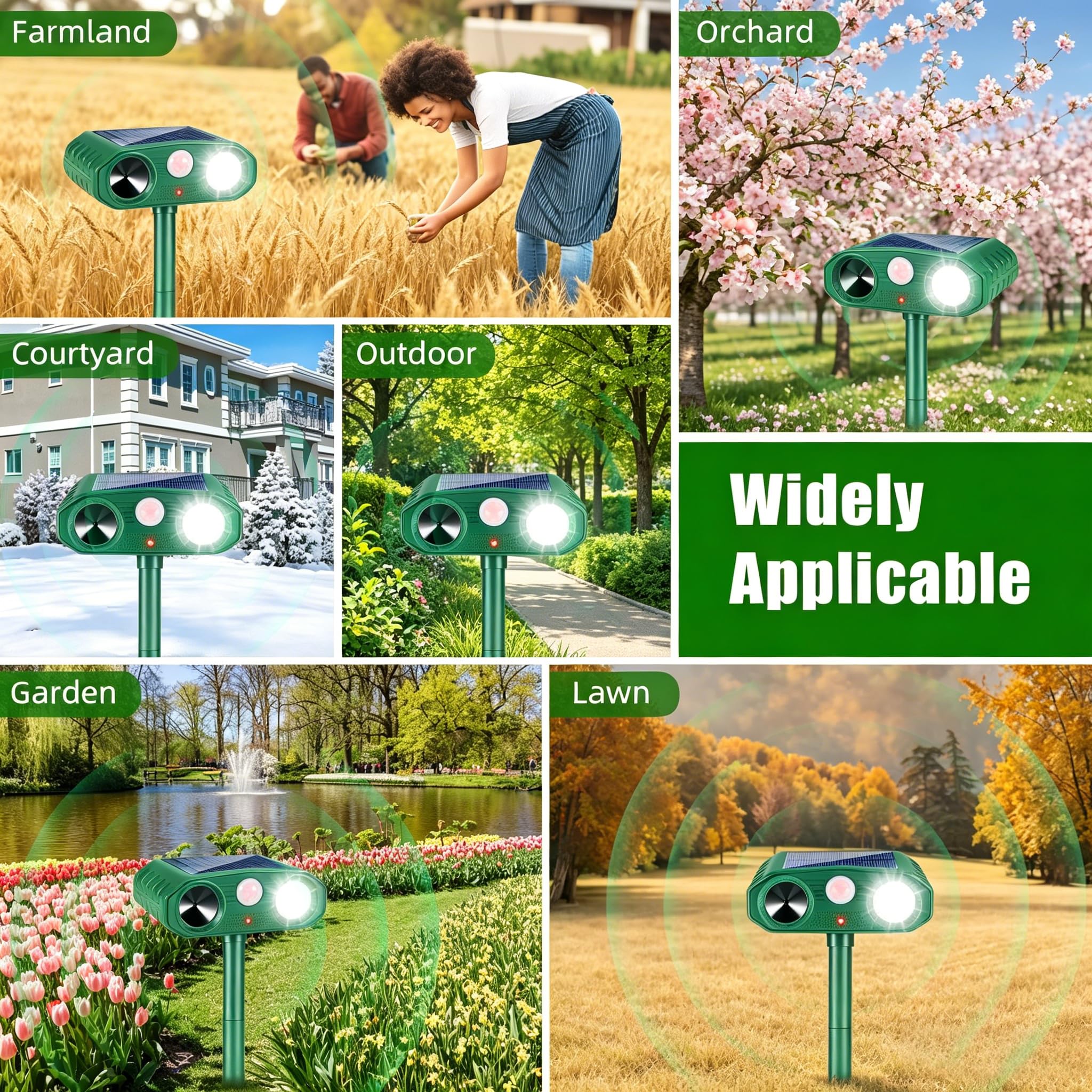 ZLieatmp in garden lifestyle shot protecting lawn, keeps pests away humanely