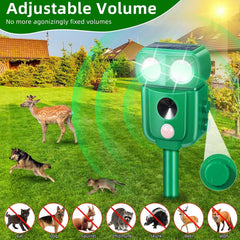ZLieatmp unit in a vegetable garden deterring wildlife to protect plants