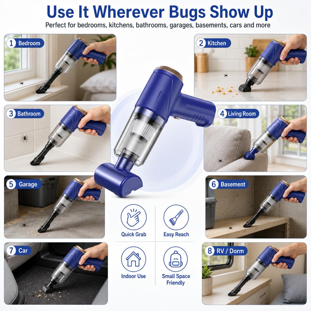 ZLieatmp in use capturing a spider on a baseboard for hygienic, no-touch removal
