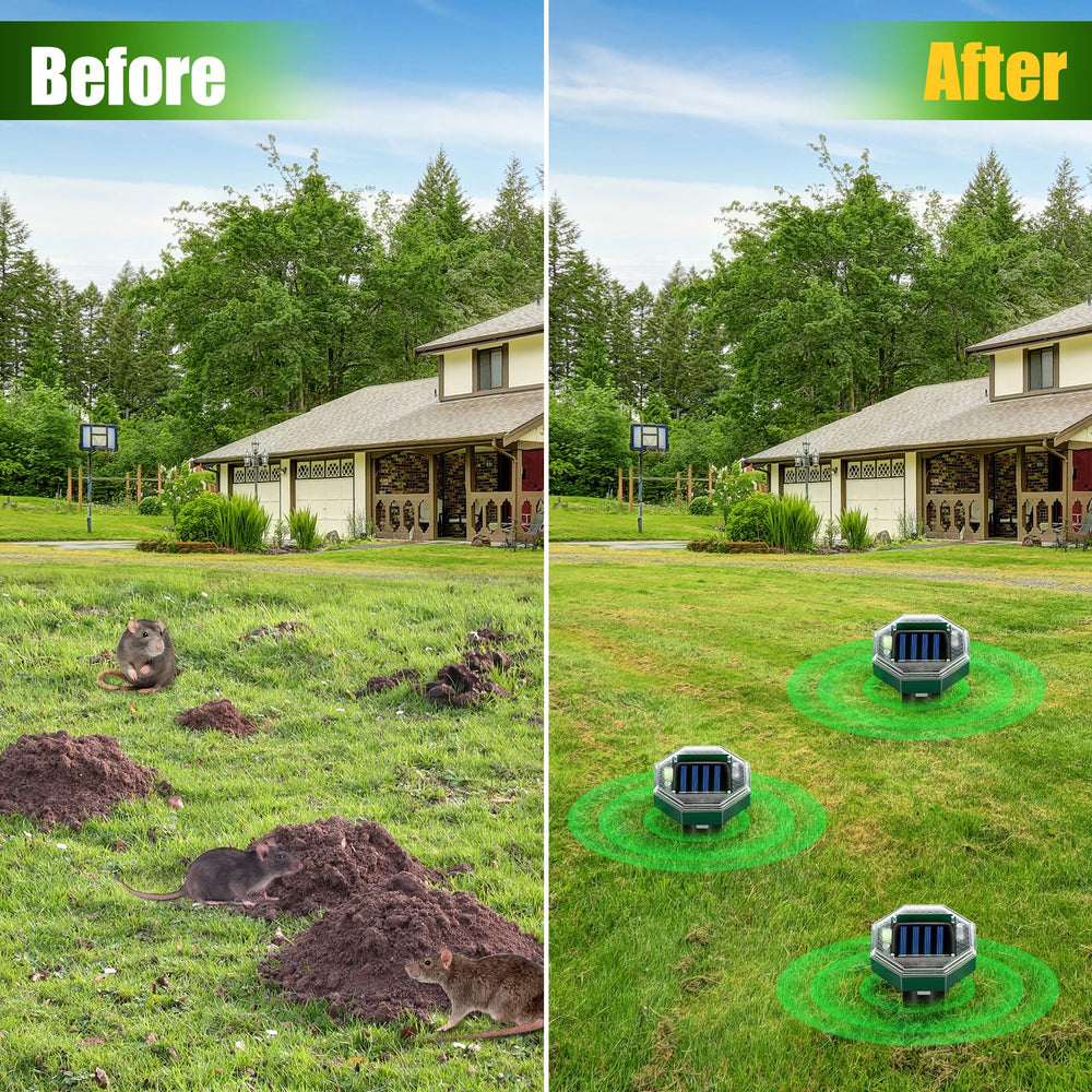 ZLieatmp stake installed in lawn deterring burrowing pests safely