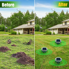 ZLieatmp stake installed in lawn deterring burrowing pests safely