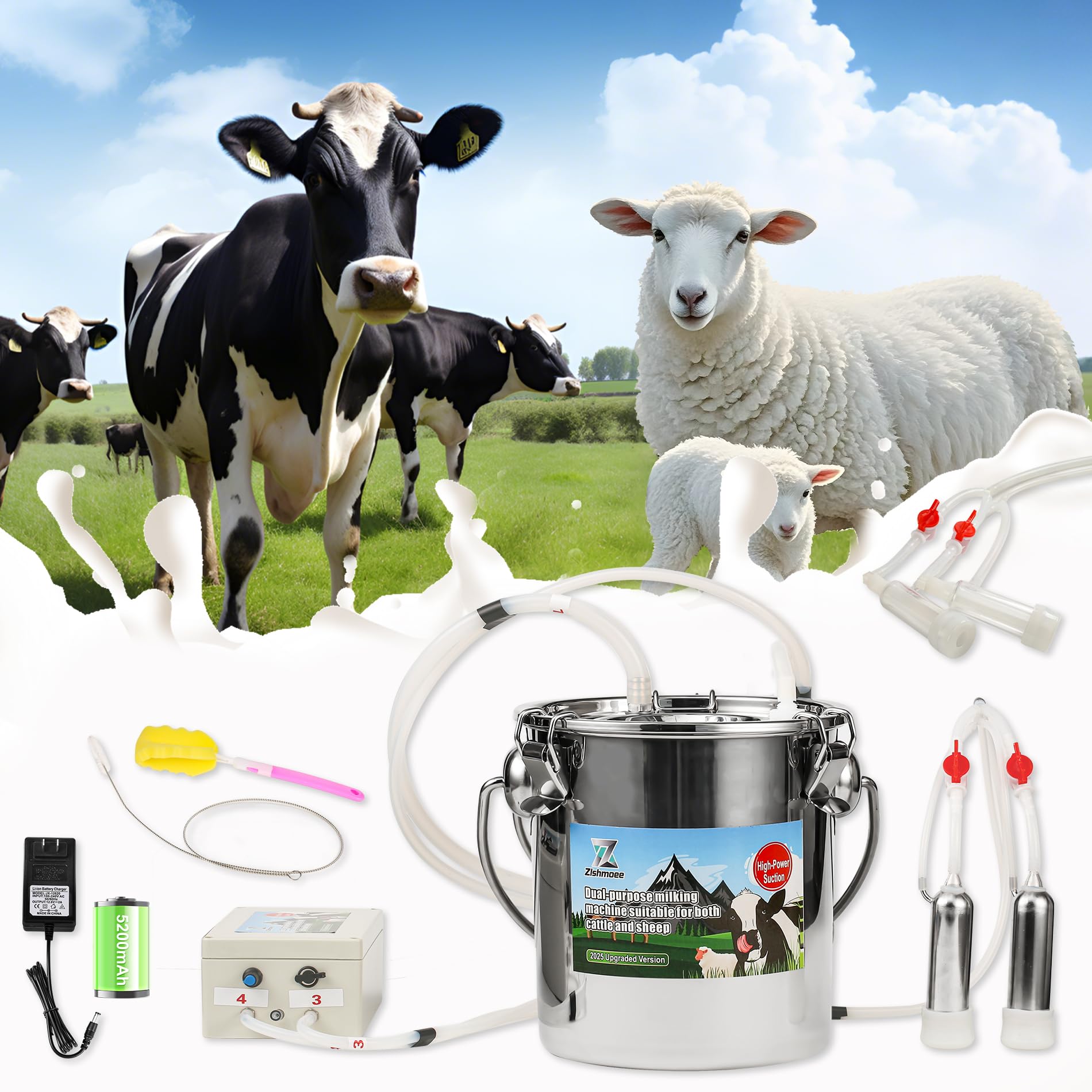 Zlshmoee front stainless bucket showing hygienic 304 steel and easy cleaning benefit