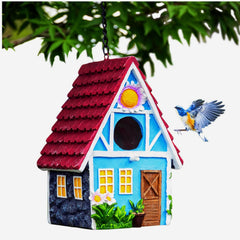 ZLSZTMI front view red birdhouse showing welcoming entrance and curb appeal