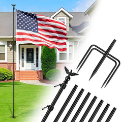 ZMTECH flag pole front view showing sturdy construction and display benefit