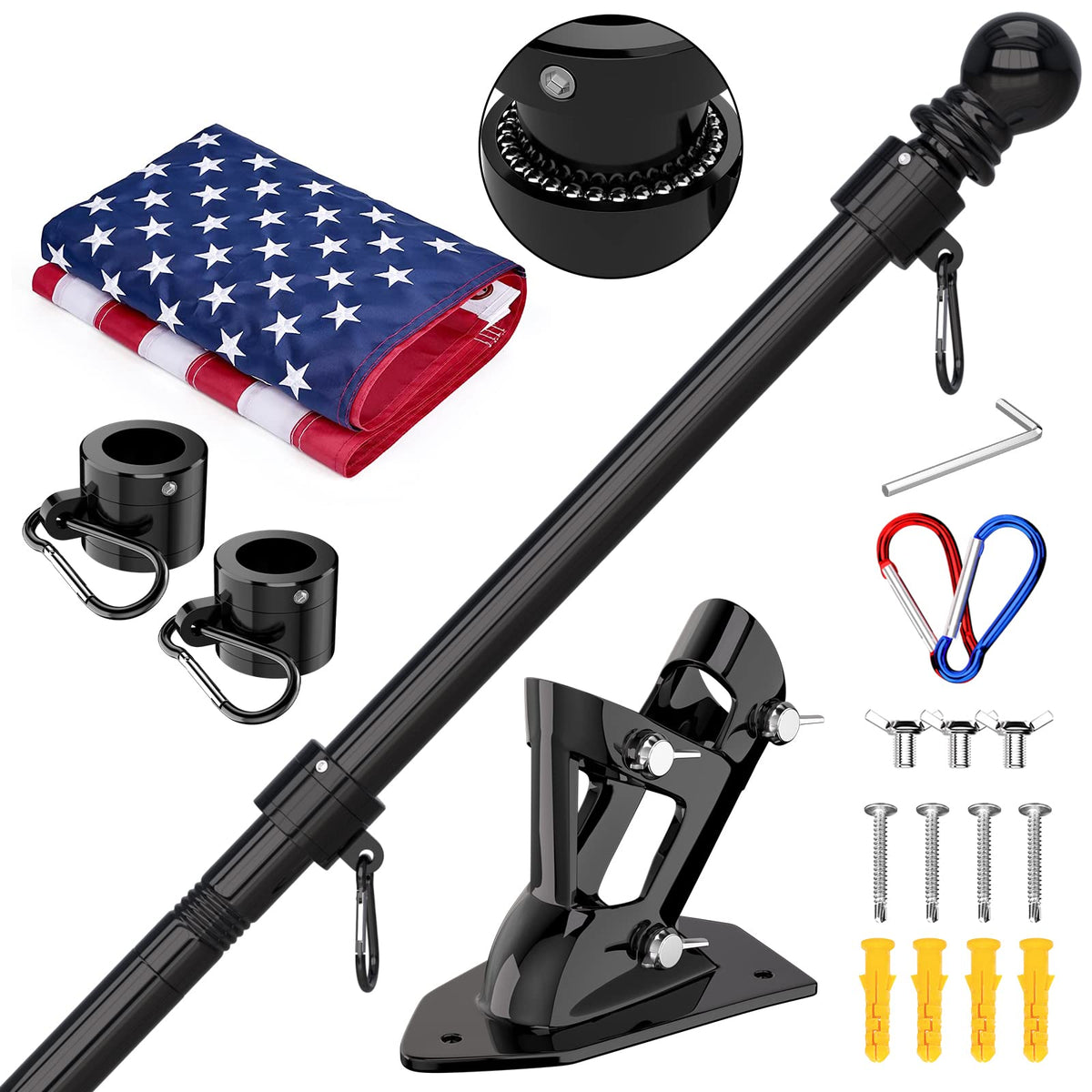 ZMTECH front view of assembled flag pole kit showcasing durable finish and neat display