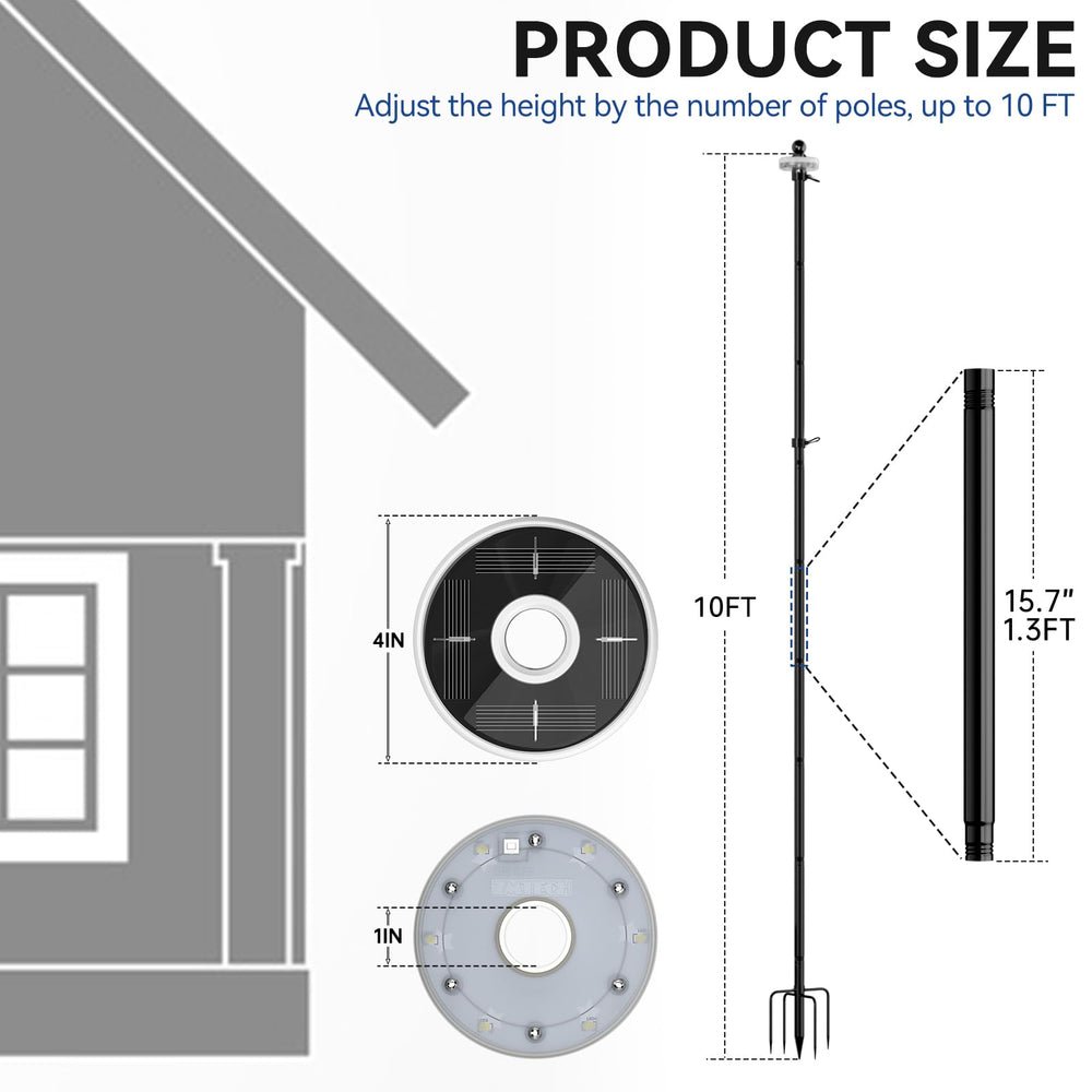 ZMTECH close-up of 5-prong base anchoring for stronger wind resistance