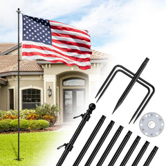 ZMTECH front view of assembled flag pole showing stable design and curb appeal