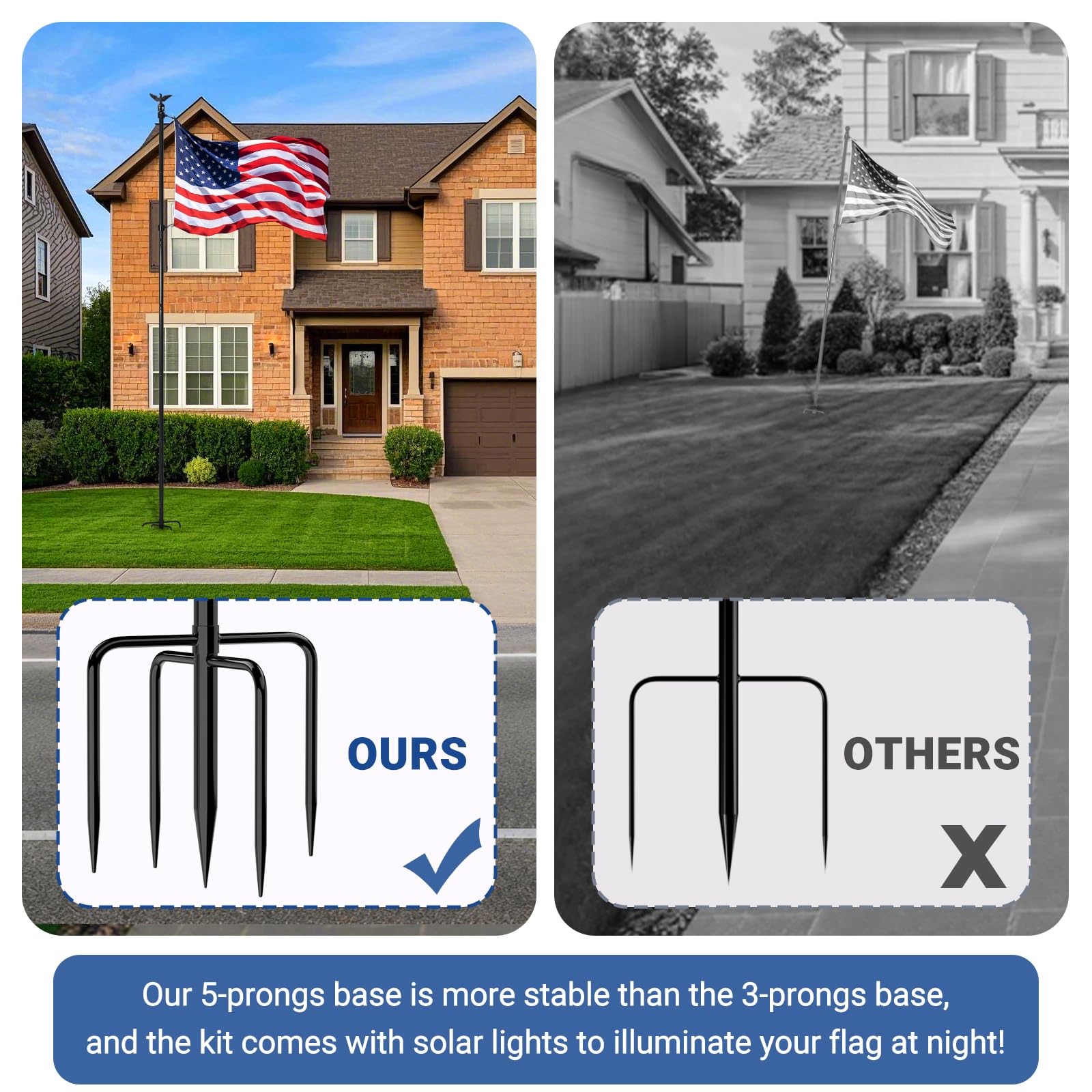ZMTECH flagpole installed in yard demonstrating elevated visible display