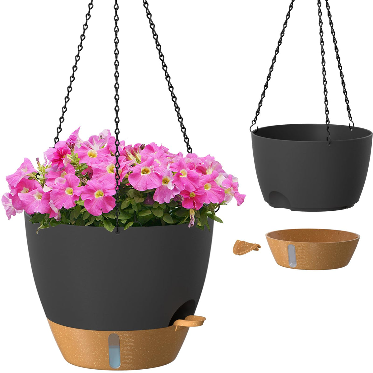 ZMTECH front view of hanging planter showing shape and finish for modern display