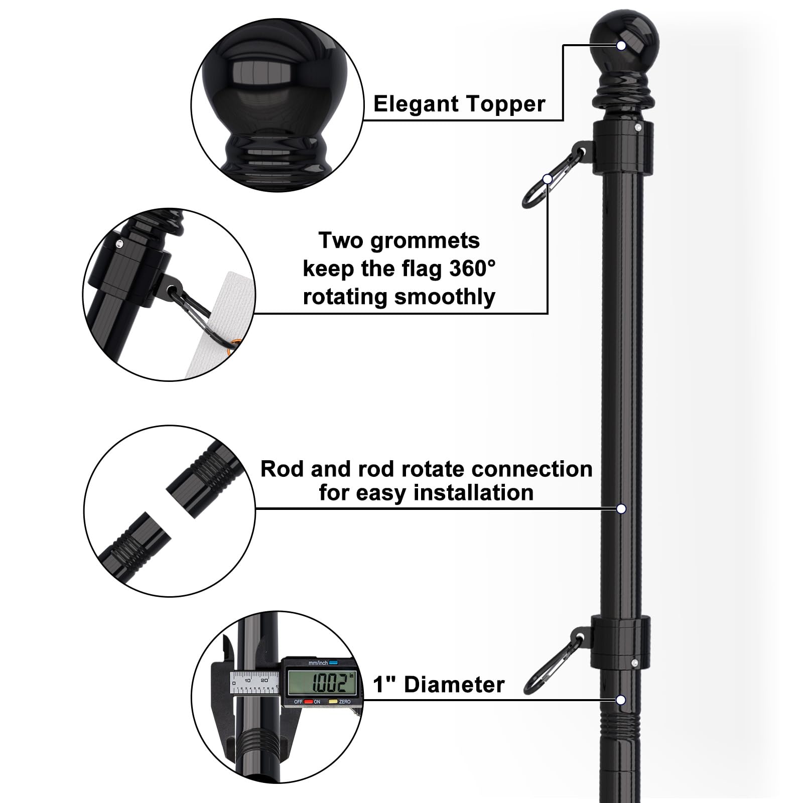 ZMTECH rotating ring detail demonstrating tangle-free 360° spin