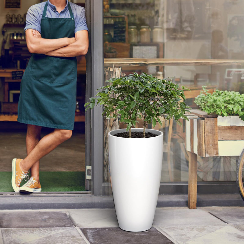 ZMTECH planter beside chair demonstrating 21-inch size and scale