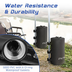 ZNCMRR bag fastened to a canopy leg providing secure attachment