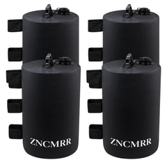 ZNCMRR front view of four black water weight bags showing compact storage benefit