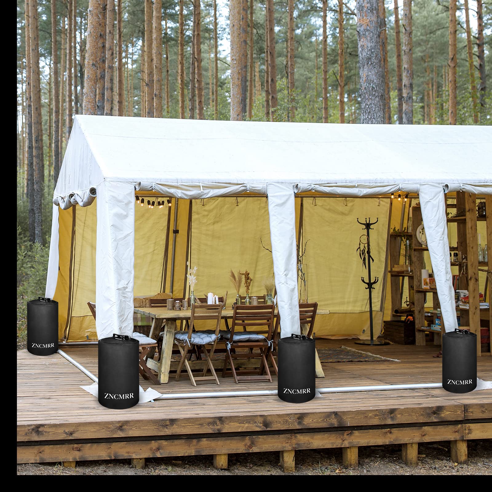 ZNCMRR weights securing a market booth for event stability