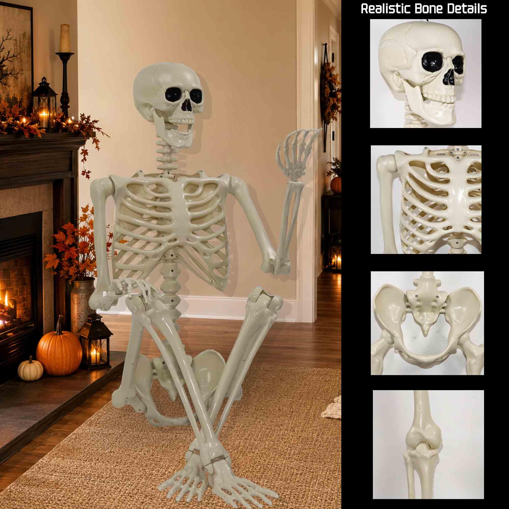 Znorso skeleton lying among tombstones for authentic graveyard scene impact