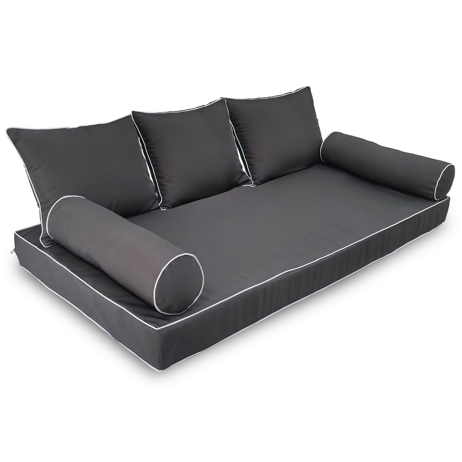 ZOALXZNT front view of dark gray cover set showing neat tailored fit and protection