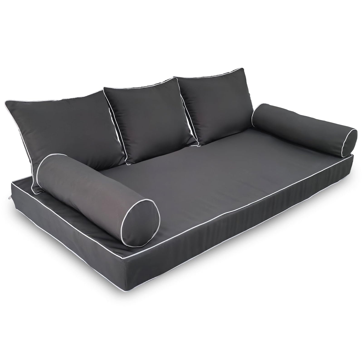 ZOALXZNT front view of dark gray cover set showing neat tailored fit and protection