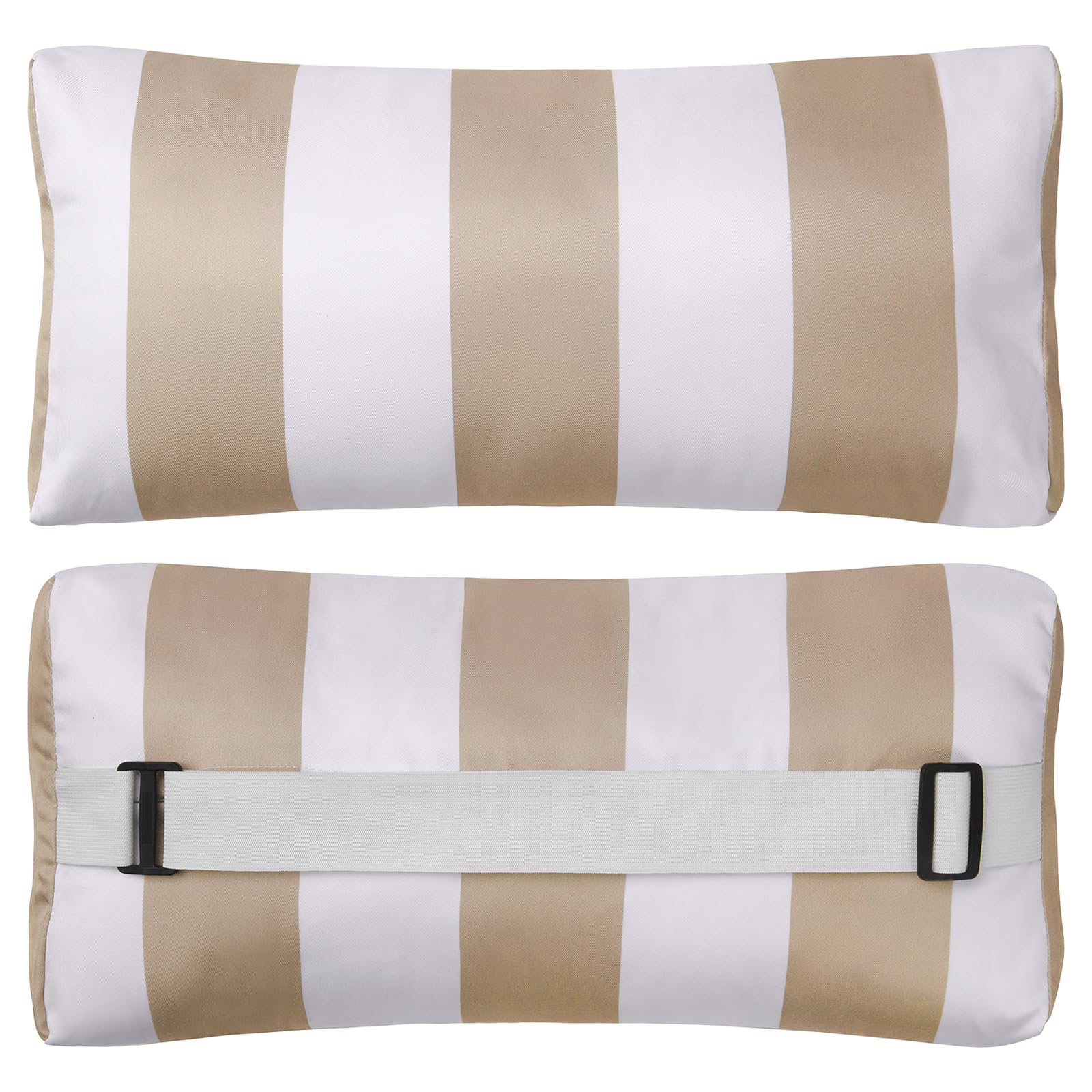 ZOBGOWE front view of two khaki striped chaise pillows showing neat finish and support