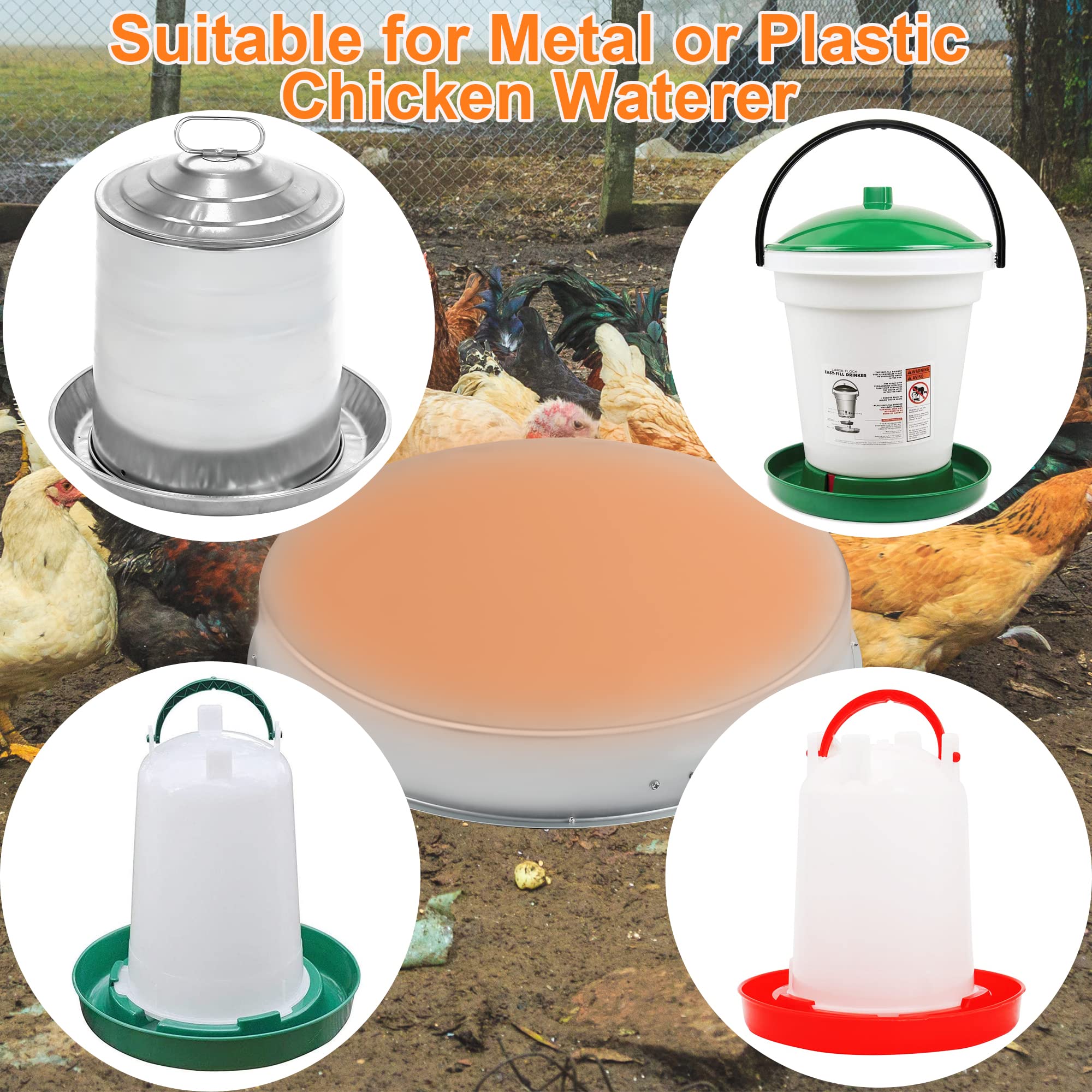 Zoblise base under a plastic waterer in a coop keeping chickens hydrated benefit