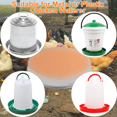Zoblise base under a plastic waterer in a coop keeping chickens hydrated benefit