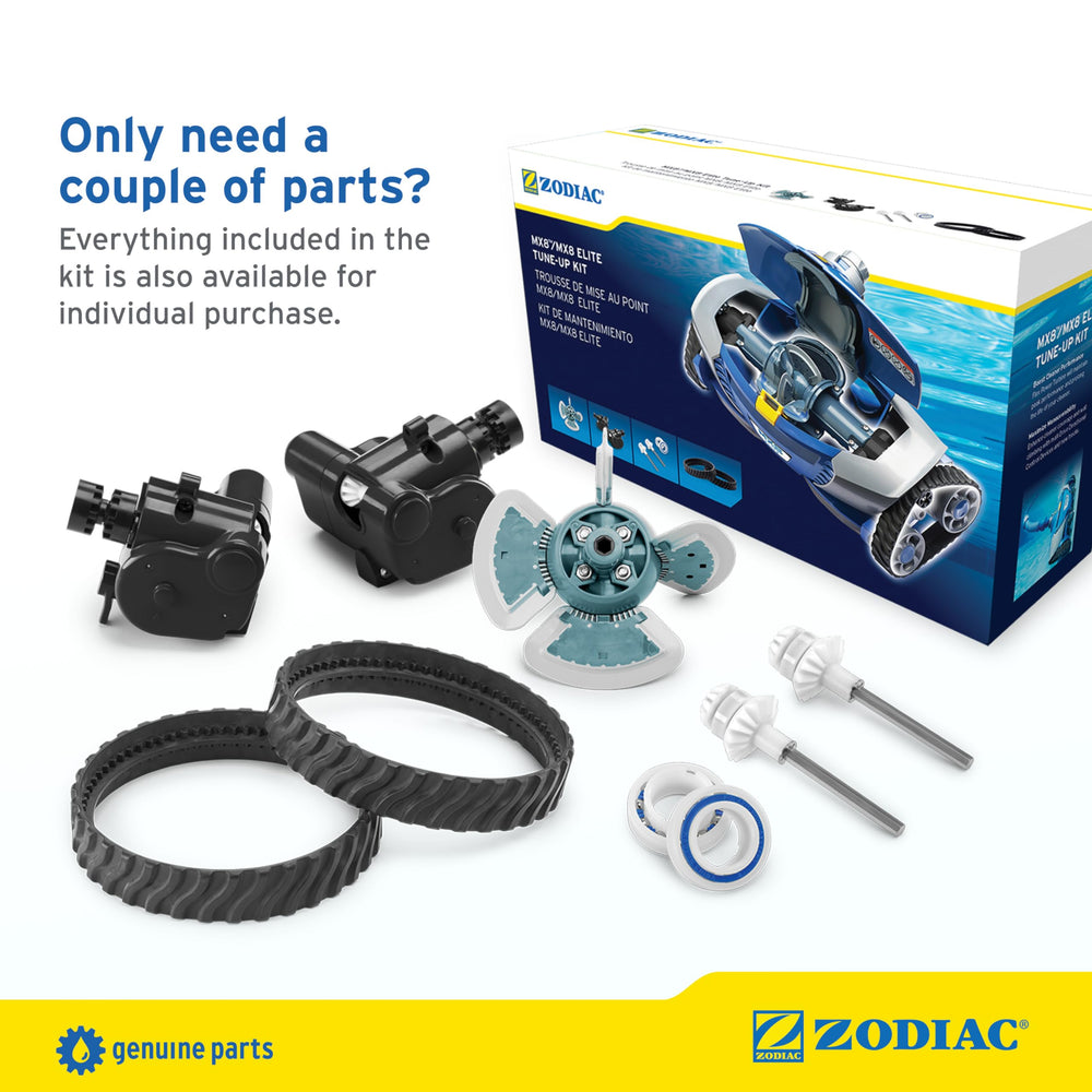 Zodiac drive shaft and bearing detail emphasizing durable fit and reduced drivetrain noise