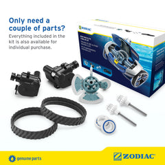 Zodiac drive shaft and bearing detail emphasizing durable fit and reduced drivetrain noise